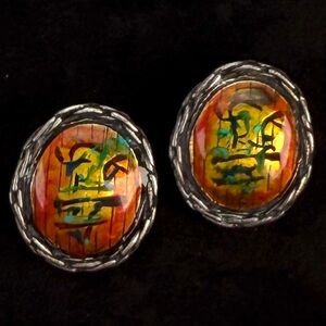 Vintage aged, Silvertone southwestern chic Chico’s clip on earrings